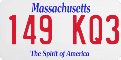 MA license plate 149KQ3