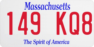 MA license plate 149KQ8