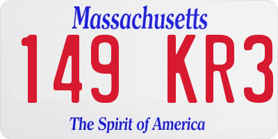 MA license plate 149KR3