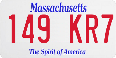 MA license plate 149KR7