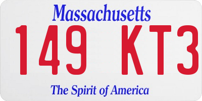 MA license plate 149KT3