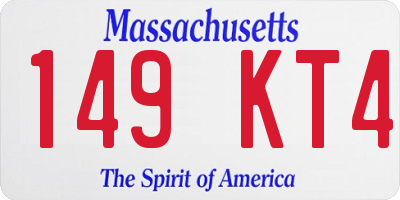 MA license plate 149KT4
