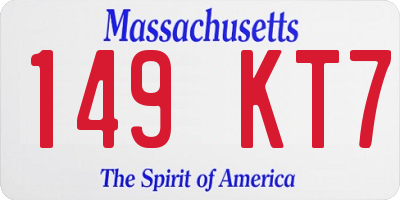 MA license plate 149KT7