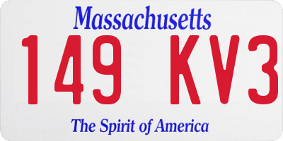 MA license plate 149KV3