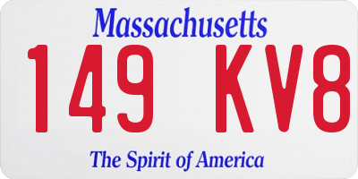 MA license plate 149KV8
