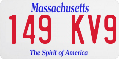 MA license plate 149KV9