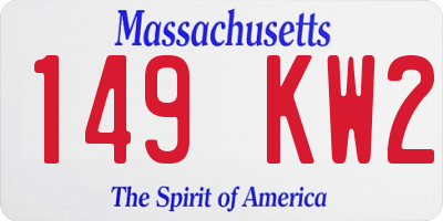 MA license plate 149KW2