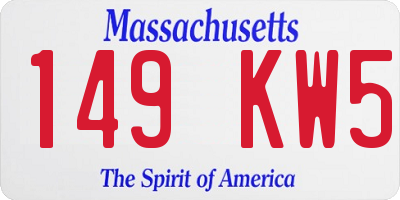MA license plate 149KW5