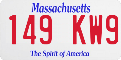 MA license plate 149KW9