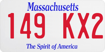 MA license plate 149KX2
