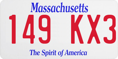 MA license plate 149KX3