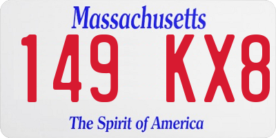 MA license plate 149KX8