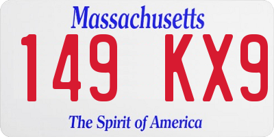 MA license plate 149KX9