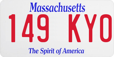 MA license plate 149KY0