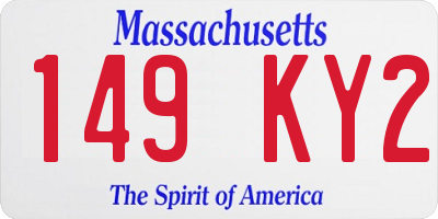 MA license plate 149KY2