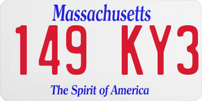 MA license plate 149KY3
