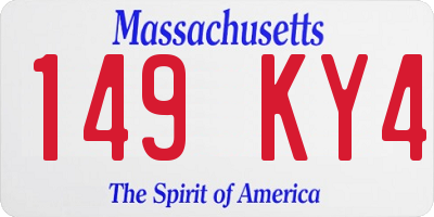 MA license plate 149KY4