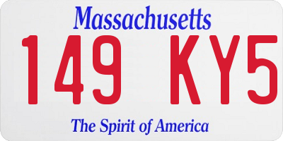 MA license plate 149KY5