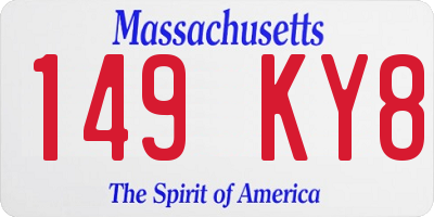 MA license plate 149KY8