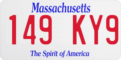 MA license plate 149KY9