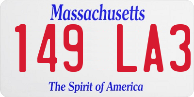 MA license plate 149LA3