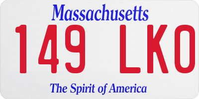 MA license plate 149LK0