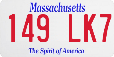 MA license plate 149LK7