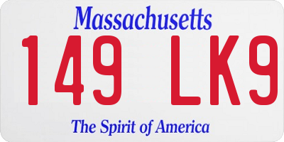 MA license plate 149LK9