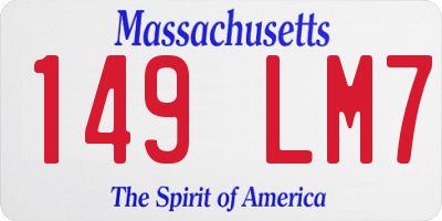MA license plate 149LM7