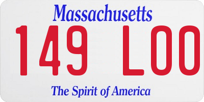 MA license plate 149LO0