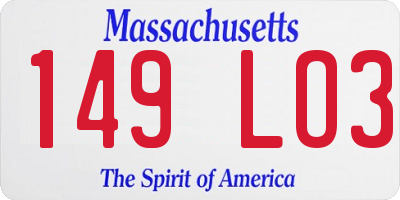MA license plate 149LO3