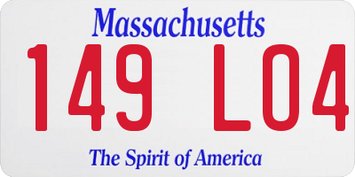 MA license plate 149LO4