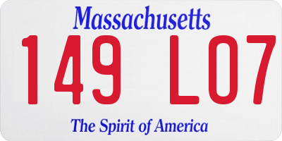 MA license plate 149LO7