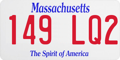 MA license plate 149LQ2