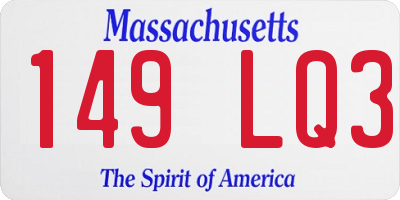MA license plate 149LQ3