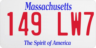 MA license plate 149LW7