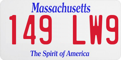 MA license plate 149LW9