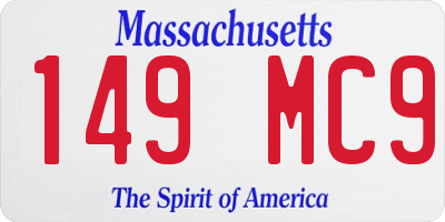 MA license plate 149MC9