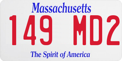 MA license plate 149MD2