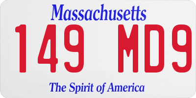MA license plate 149MD9