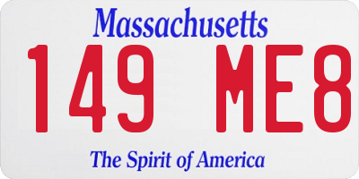 MA license plate 149ME8