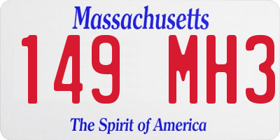 MA license plate 149MH3
