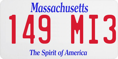 MA license plate 149MI3