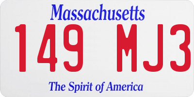 MA license plate 149MJ3