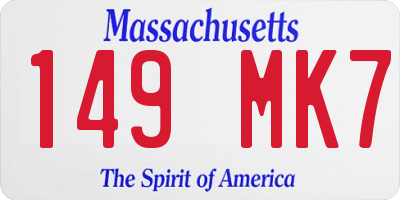 MA license plate 149MK7