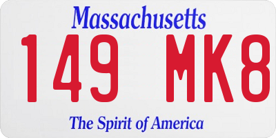 MA license plate 149MK8