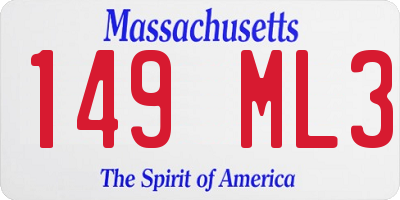 MA license plate 149ML3