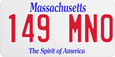 MA license plate 149MN0