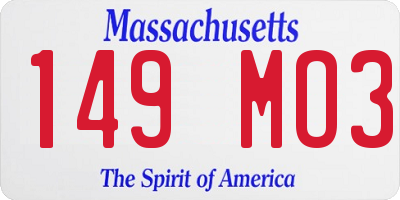 MA license plate 149MO3