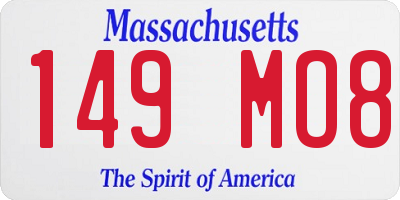 MA license plate 149MO8